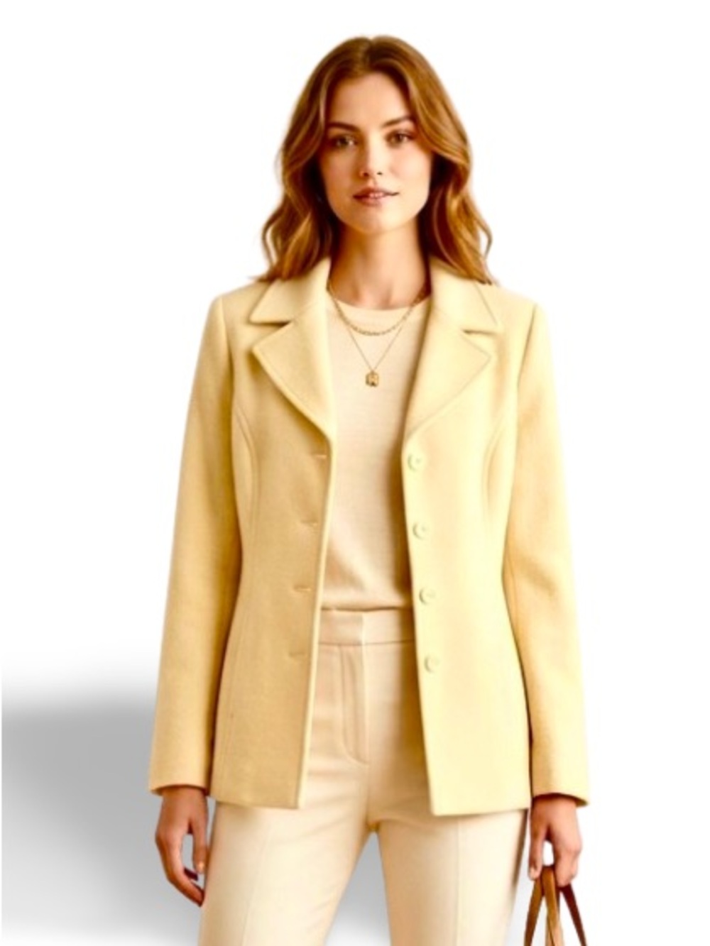 Tribal Wool Cashmere Blend Buttercream Yellow Button Lined Blazer Size 10